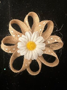 Daisy Burlap Flower Hair Clip